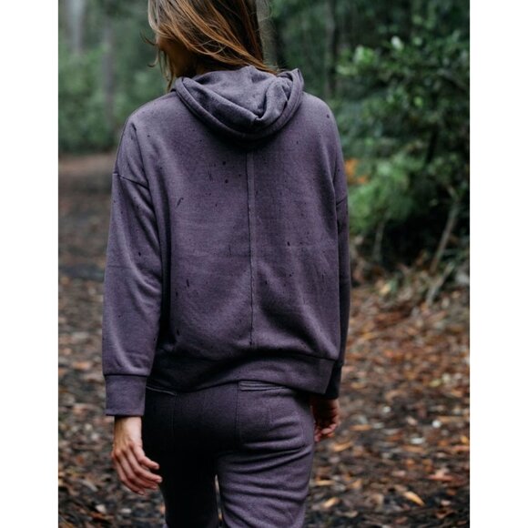 Free People Movement Cozy Purple Eggplant Casual Athleisurewear Pullover Hoodie - Picture 9 of 16